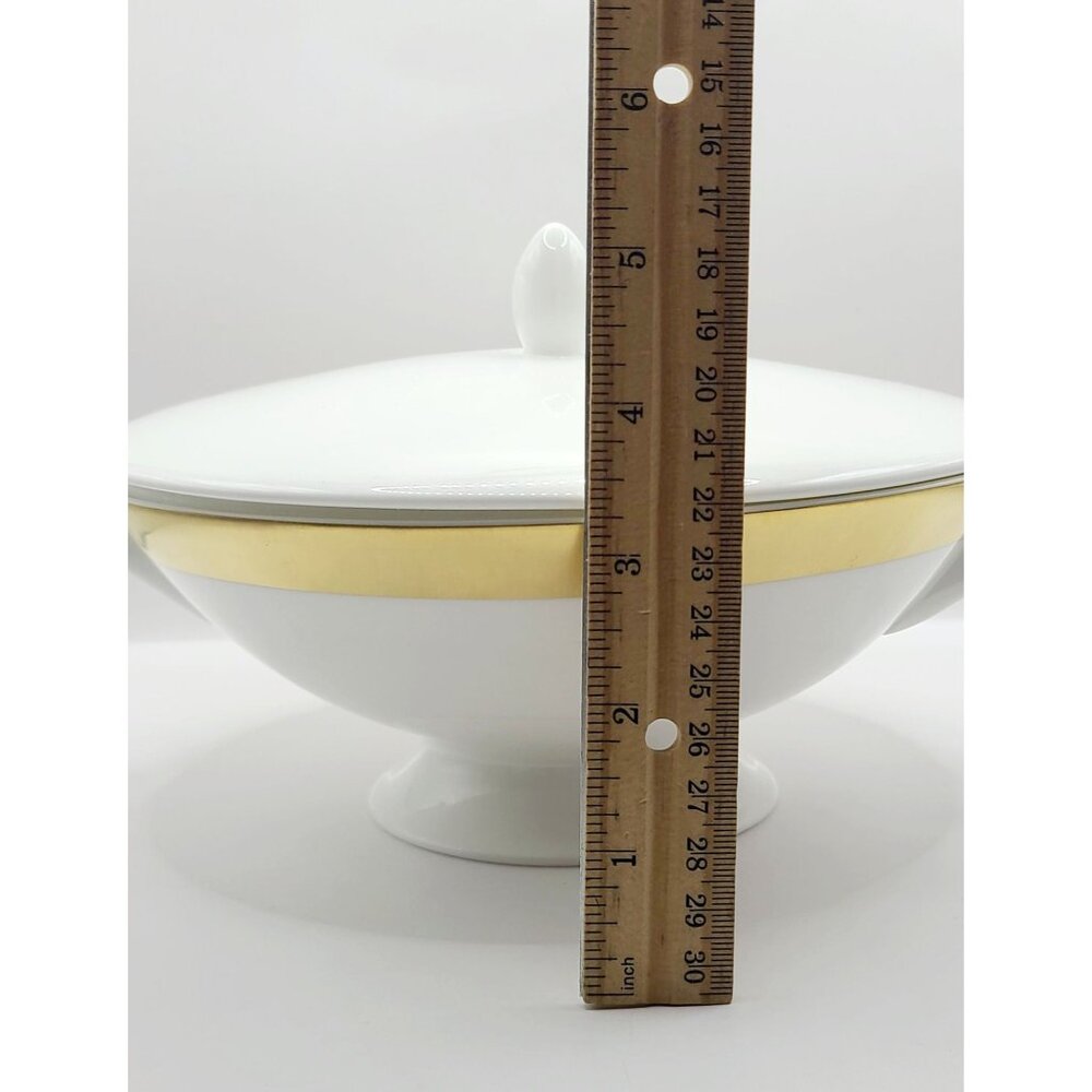 Wedgwood Satine Gold Covered Vegetable Dish with Lid Porcelain New With Tags - Picture 8 of 12